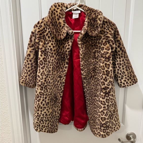 American Girl Other - American Girl Leopard Print Coat with Red Lining